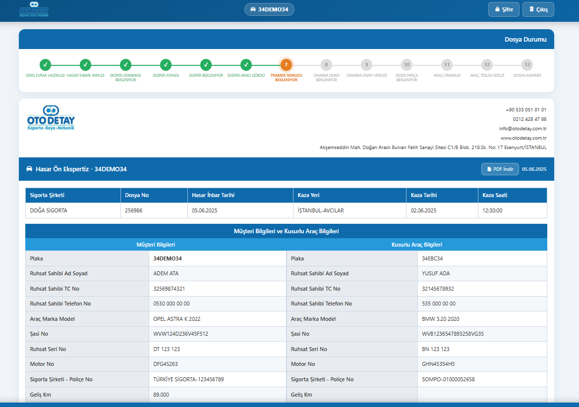 Hasar Dosya Bilgileri